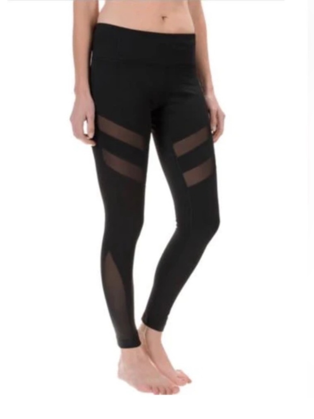 Yogalicious Black High-Waist Mesh Panel Leggings size small